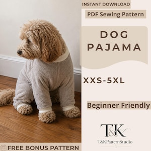 Hundepyjama-Schnittmuster, Hundeschnittmuster, Hundenähschnittmuster, Hundepyjama, Schnittmuster für Hunde, Hundejacken-Schnittmuster, Hundeoberteil-Schnittmuster, Hundeoverall