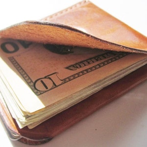 Leather Wallet Money Clip - Brown Leather Wallet - Wallet Front Pocket - Initial - Wallet Money holder - Wallet card holder