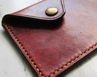Cartera de cuero con broche - Cartera de cuero - Bolsillo delantero - Cartera de hombre - Tarjetero de cuero - Cuero - Marrón hecho a mano
