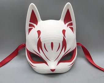 Anime Fox Mask | White Kitsune Style Mask | Cosplay Accessory for Anime Fans and Costume Parties