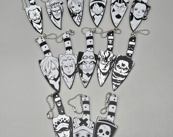 Set of 14 One Piece Character Inspired Dagger Bag Charm | Anime Keychain Accessory | Collectible Accessory