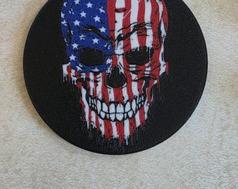Patriotic skull coaster