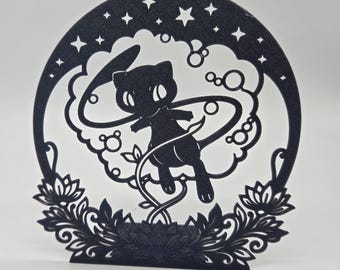 Mew Silhouette | Customizable | 3D Printed Pokemon Decor Collectible | Cute Anime Inspired Gift for Pokemon Fans and Collectors