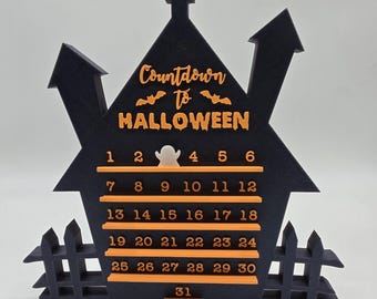 Halloween Countdown Calendar | 3D Printed Haunted House Decor | Spooky Seasonal October Countdown Gift
