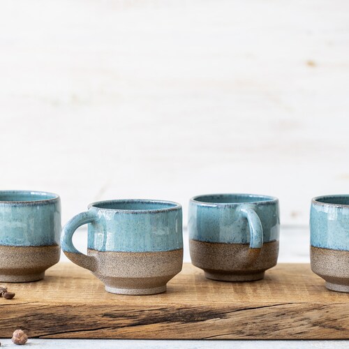 2 Pottery Coffee Mugs Ceramic Large Turquoise Coffee Mug / Etsy