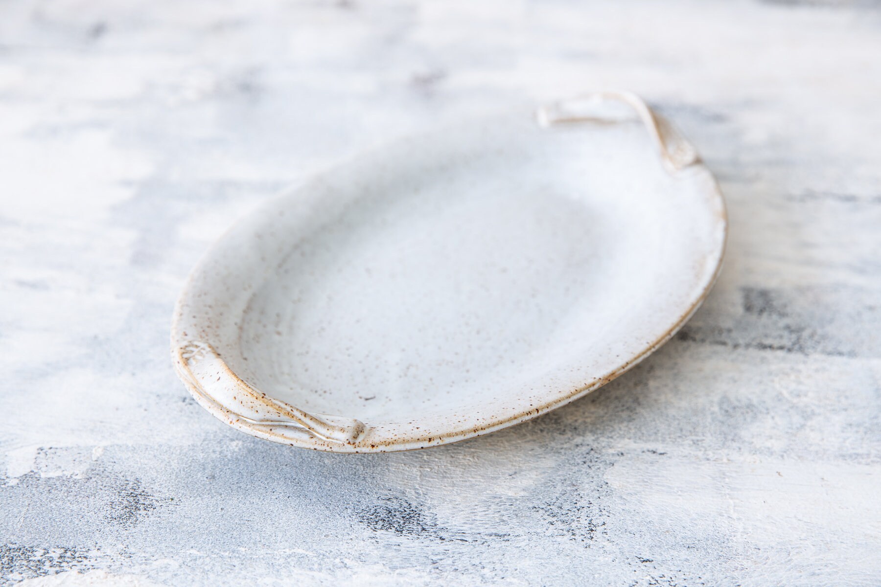 White Oval Platter With Handles Handmade Pottery Large Etsy
