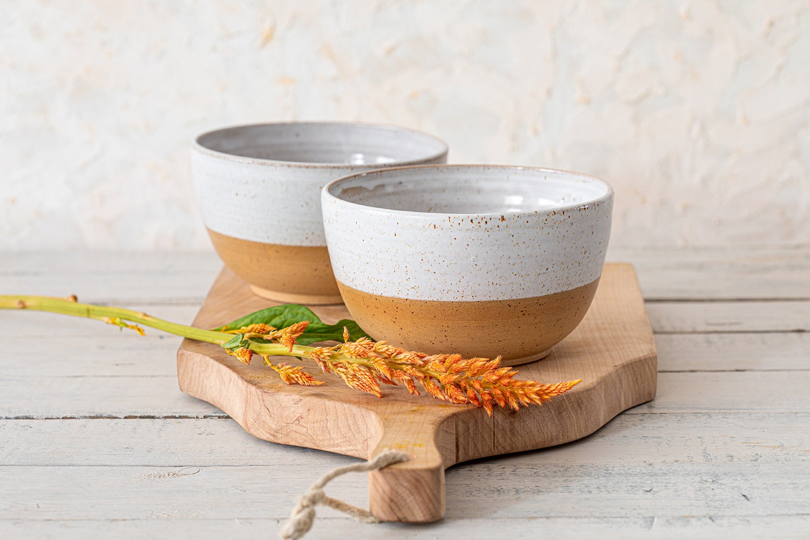 2 White Ceramic Soup Bowls Large Deep Cereals Bowls Handmade Etsy