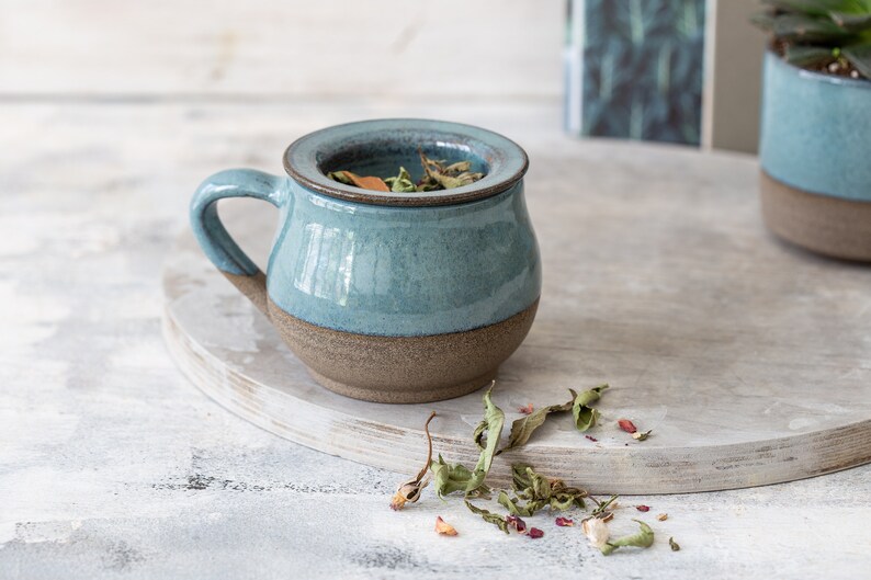 Ceramic Tea Mug and Strainer Handmade Tea Infusion Large Etsy