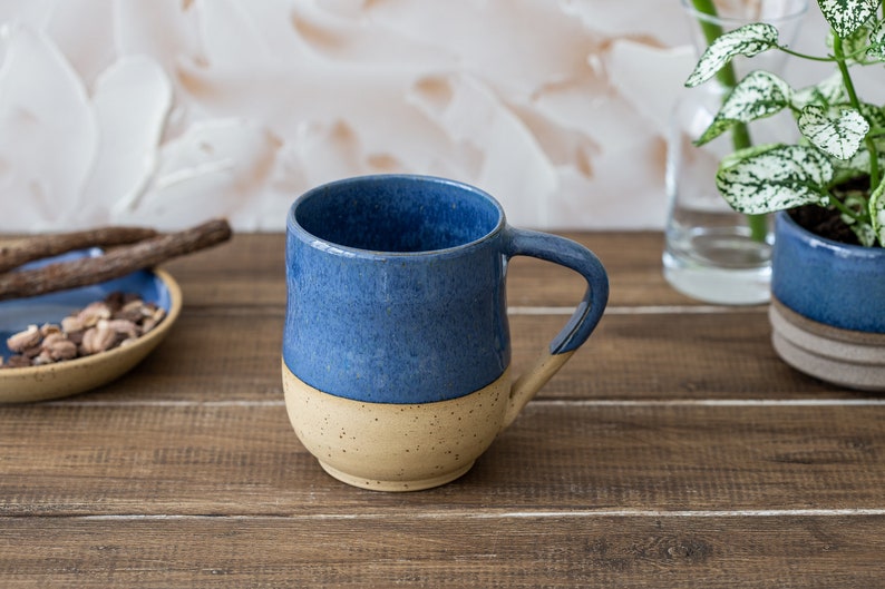 Ceramic Latte Mugs Set 2 Pottery Coffee mugs Ceramic Blue Etsy