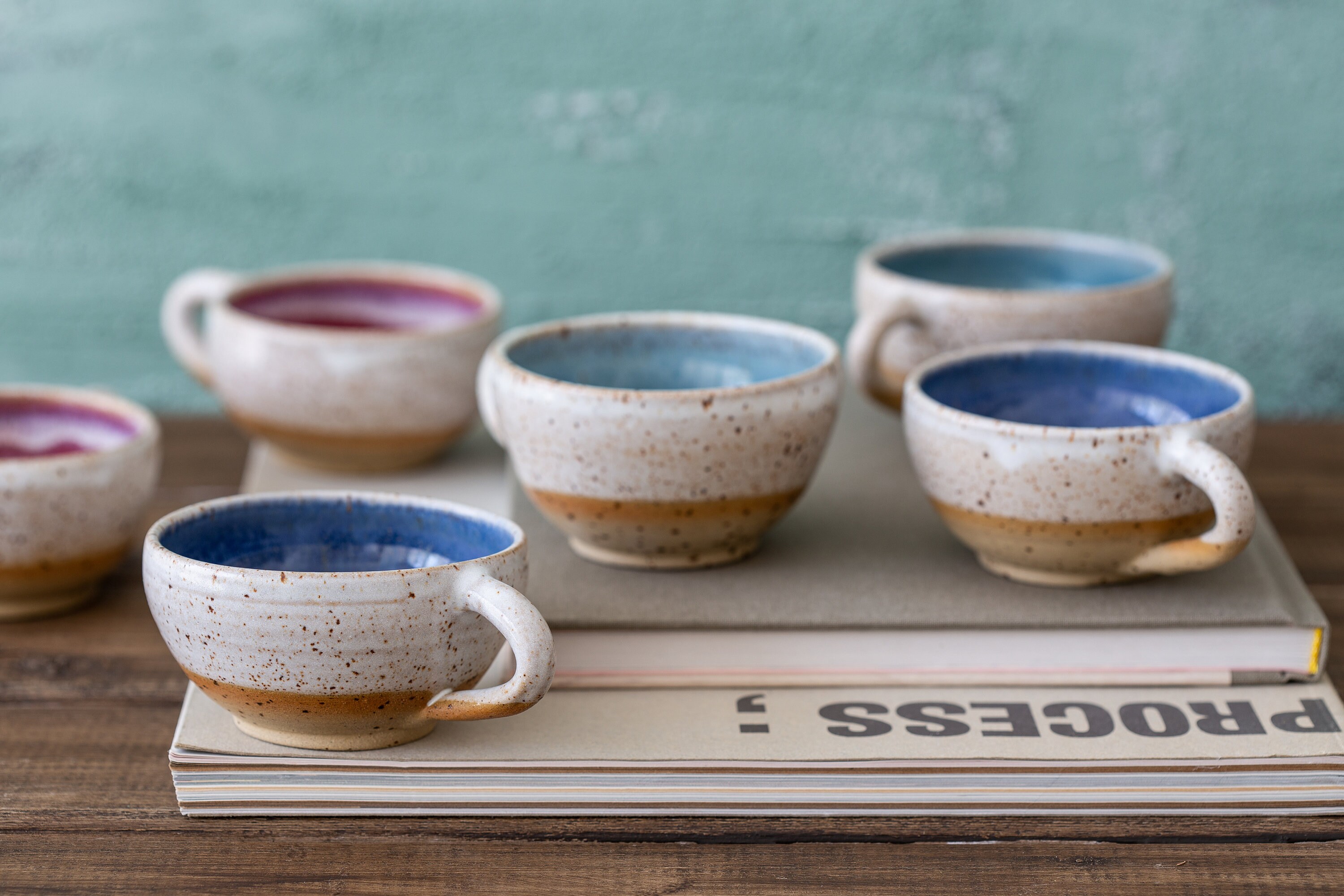 Ceramic Espresso Mugs Set of Four, 4 Stoneware Espresso Cups Set