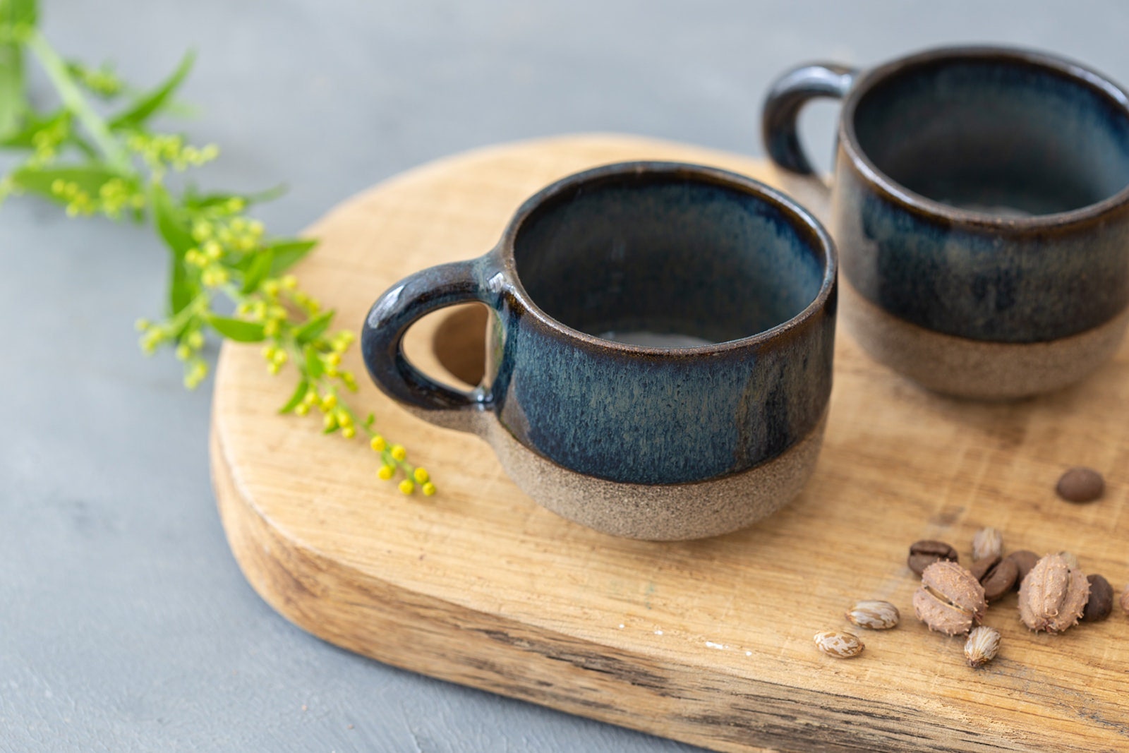 2 Pottery Black Cone Shape Espresso Cups, Set of Two 4oz Ceramic Cups With  Saucers, Small Mugs, Stoneware Tea Lovers Gift -  Denmark