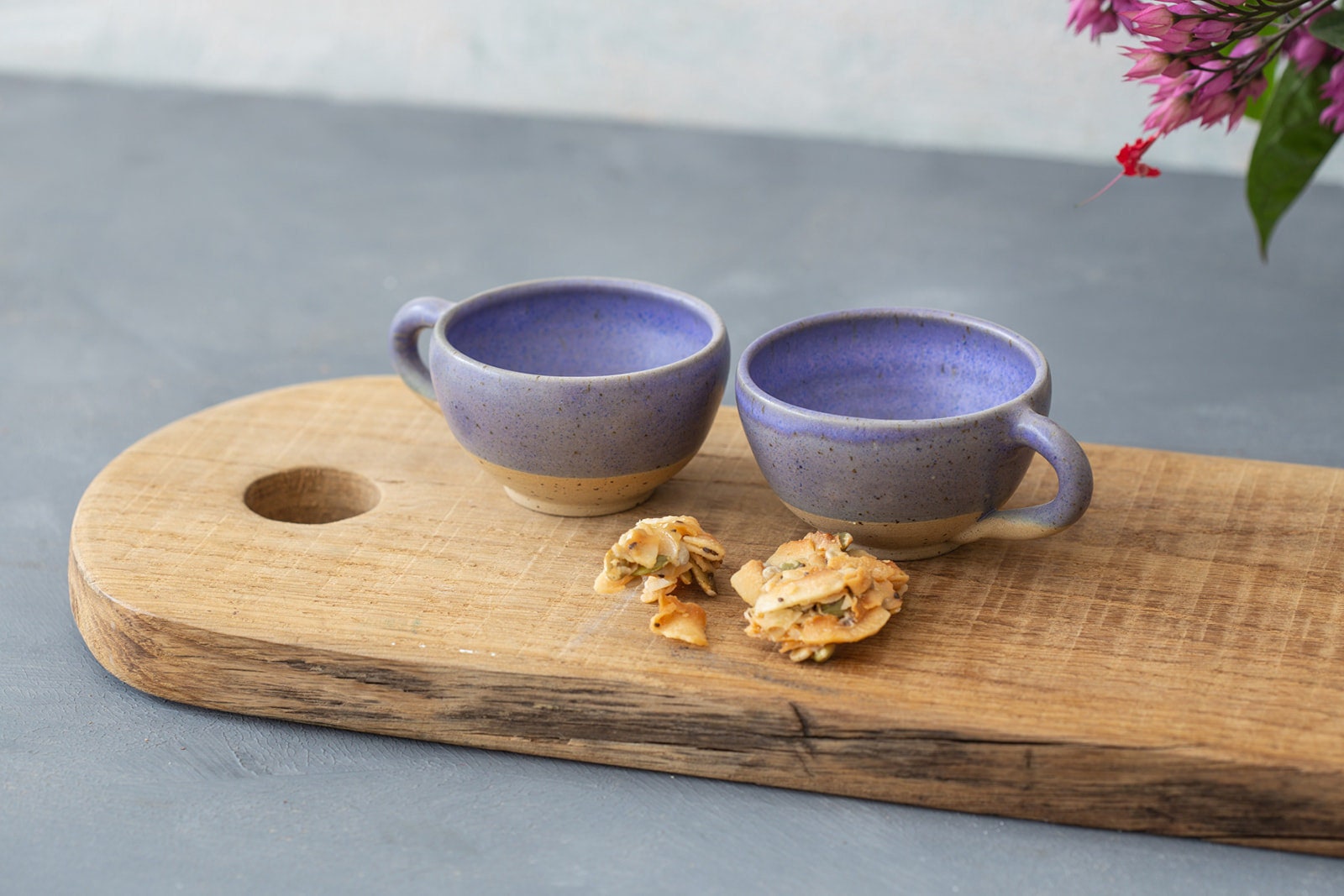 Ensemble de Tasses à Expresso Violettes, Ensemble 2 Rondes en Céramique, Café Poterie Grès Bas, 3, 5