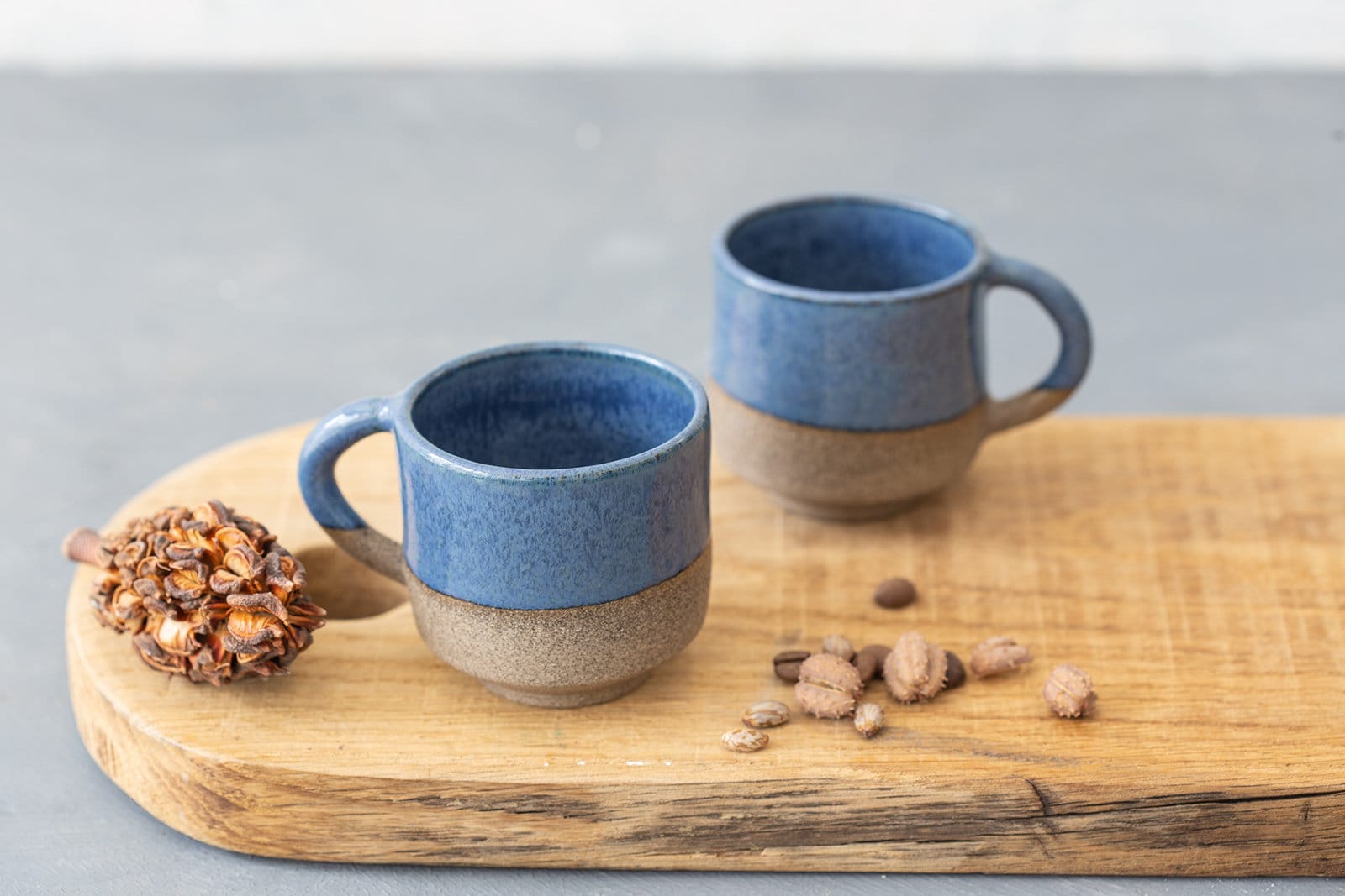 2 Pottery Black Cone Shape Espresso Cups, Set of Two 4oz Ceramic Cups With  Saucers, Small Mugs, Stoneware Tea Lovers Gift 