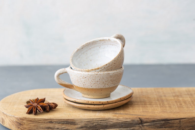 4 Oz Handmade Ceramic White Espresso Cups