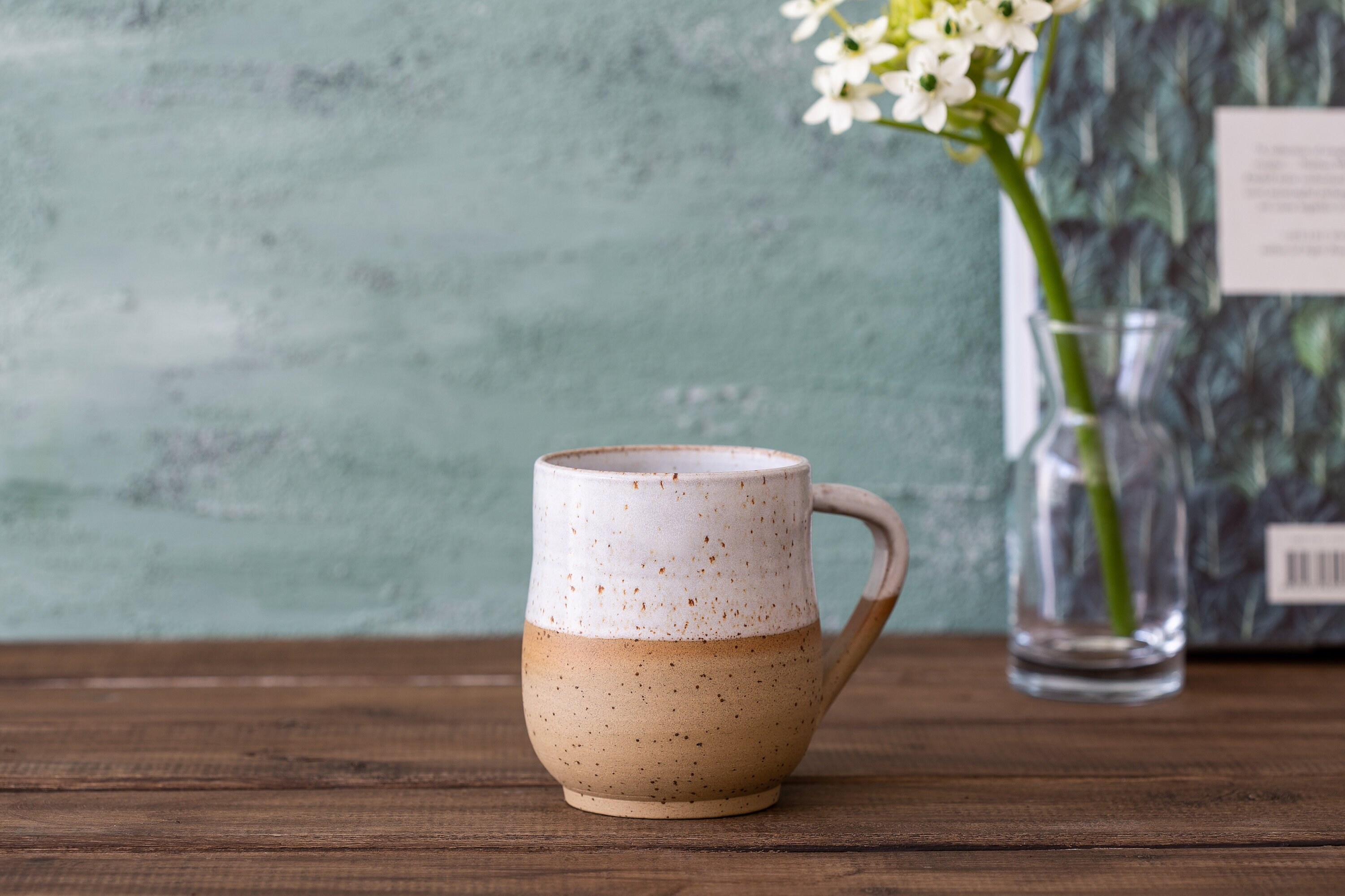 2 Tasses à Café en Céramique Blanche, Grande Tasse Poterie Faite La Main, Rustique Au Thé Café, Capp