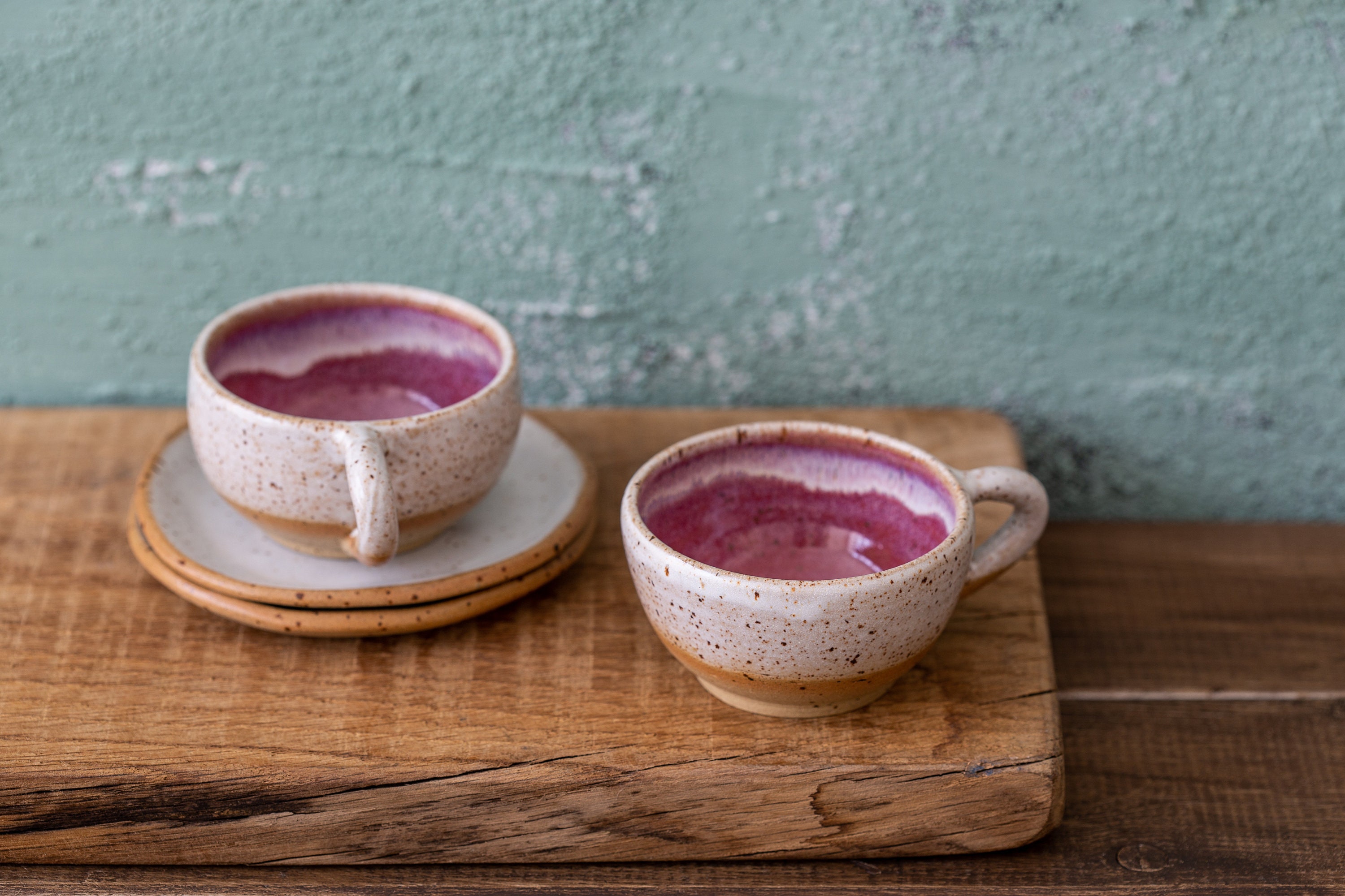 Ensemble de Tasses à Expresso Rouge avec Soucoupe, Deux et Petit Ensemble d'espresso en Céramique Él