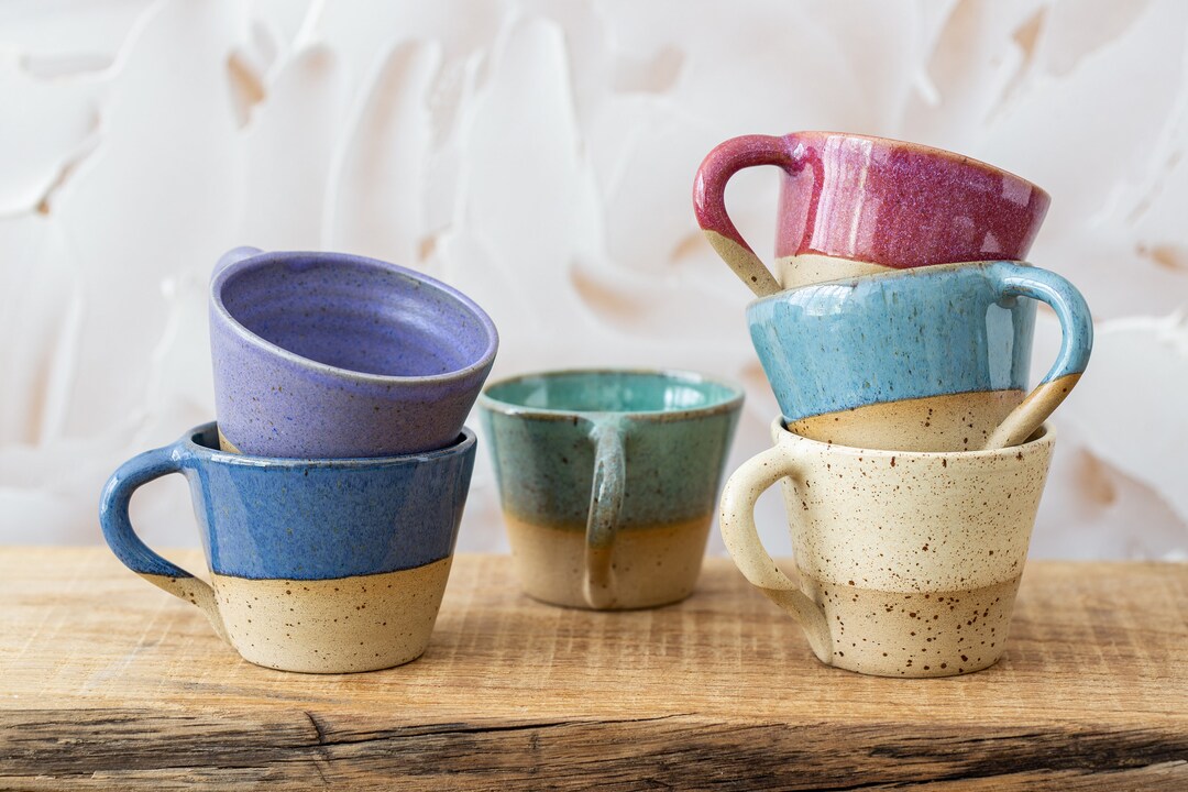 Set of 4 Espresso Cups 4 Oz Mixed Colors Boho Chic Cone Etsy