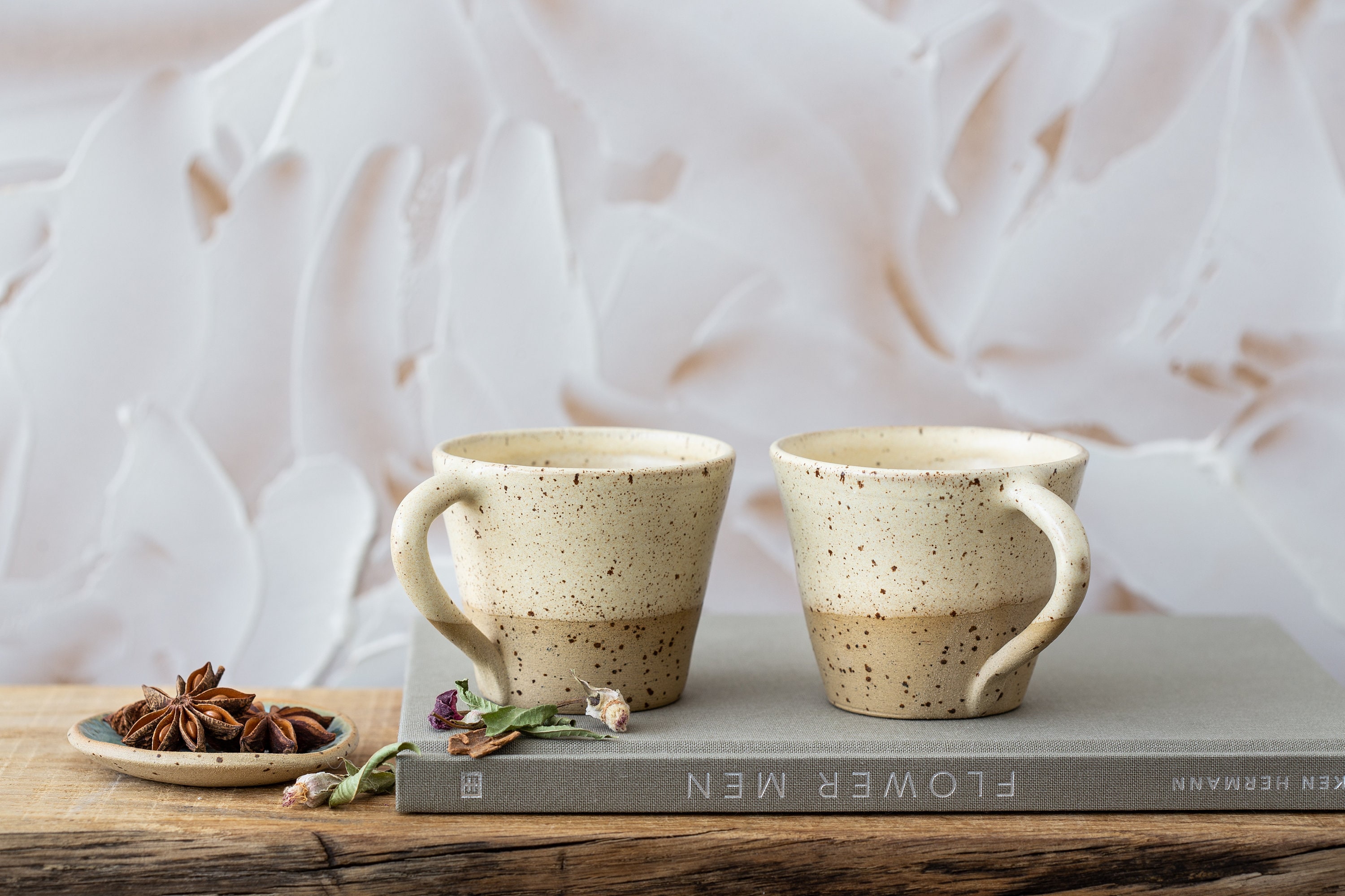 2 Pottery Black Cone Shape Espresso Cups, Set of Two 4oz Ceramic Cups With  Saucers, Small Mugs, Stoneware Tea Lovers Gift 