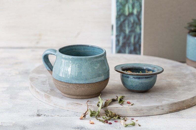 Ceramic Tea Mug and Strainer Handmade Tea Infusion Large Etsy