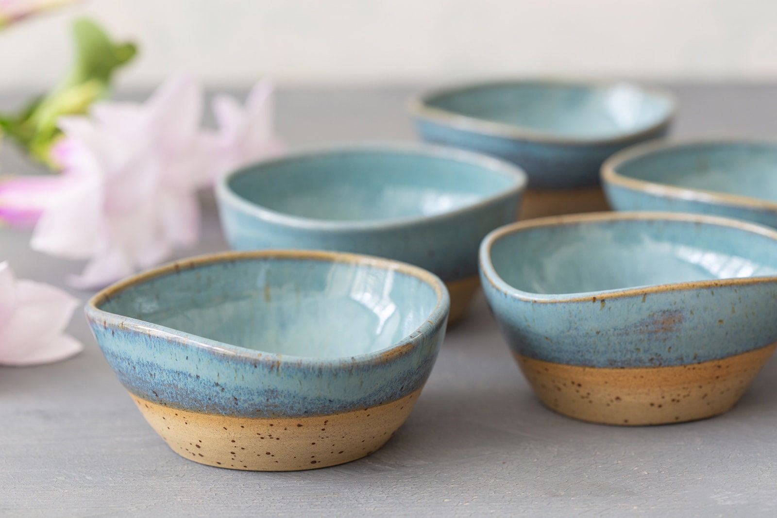 Ensemble de Petits Bols, 2 Bols à Dessert, Ensemble Service, Assiettes Tapas, Vaisselle en Grès, Vai