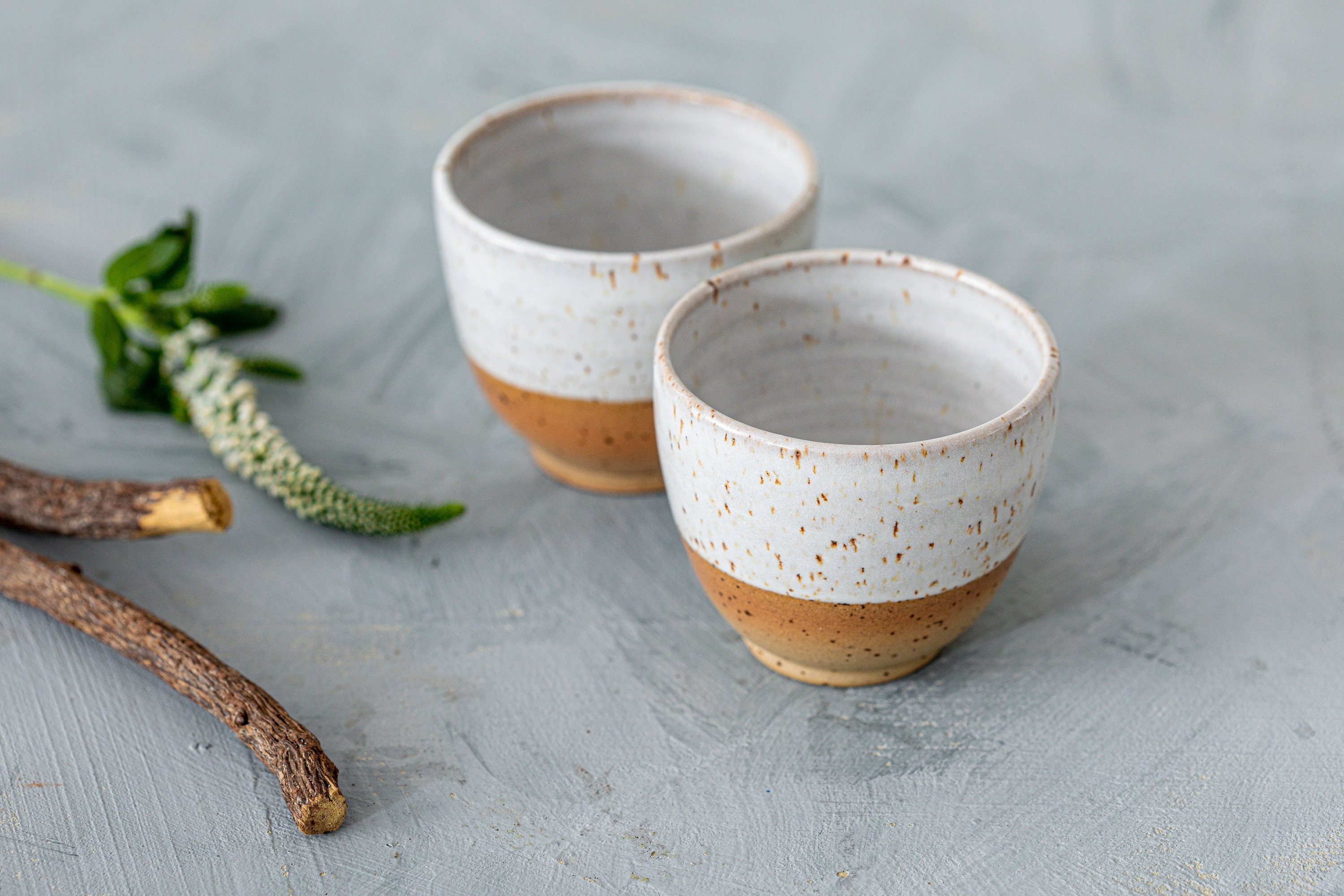 2 Pottery Black Cone Shape Espresso Cups, Set of Two 4oz Ceramic Cups With  Saucers, Small Mugs, Stoneware Tea Lovers Gift 