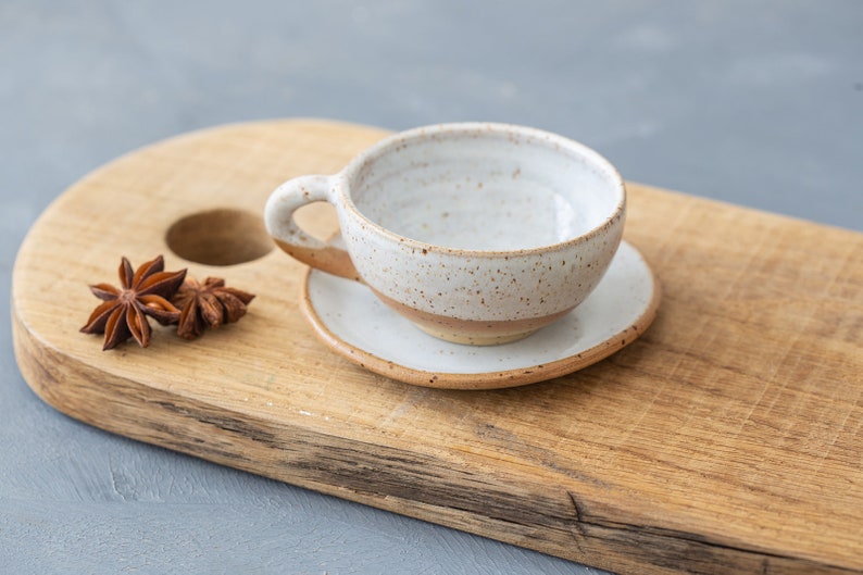 4 Oz Handmade Ceramic White Espresso Cups