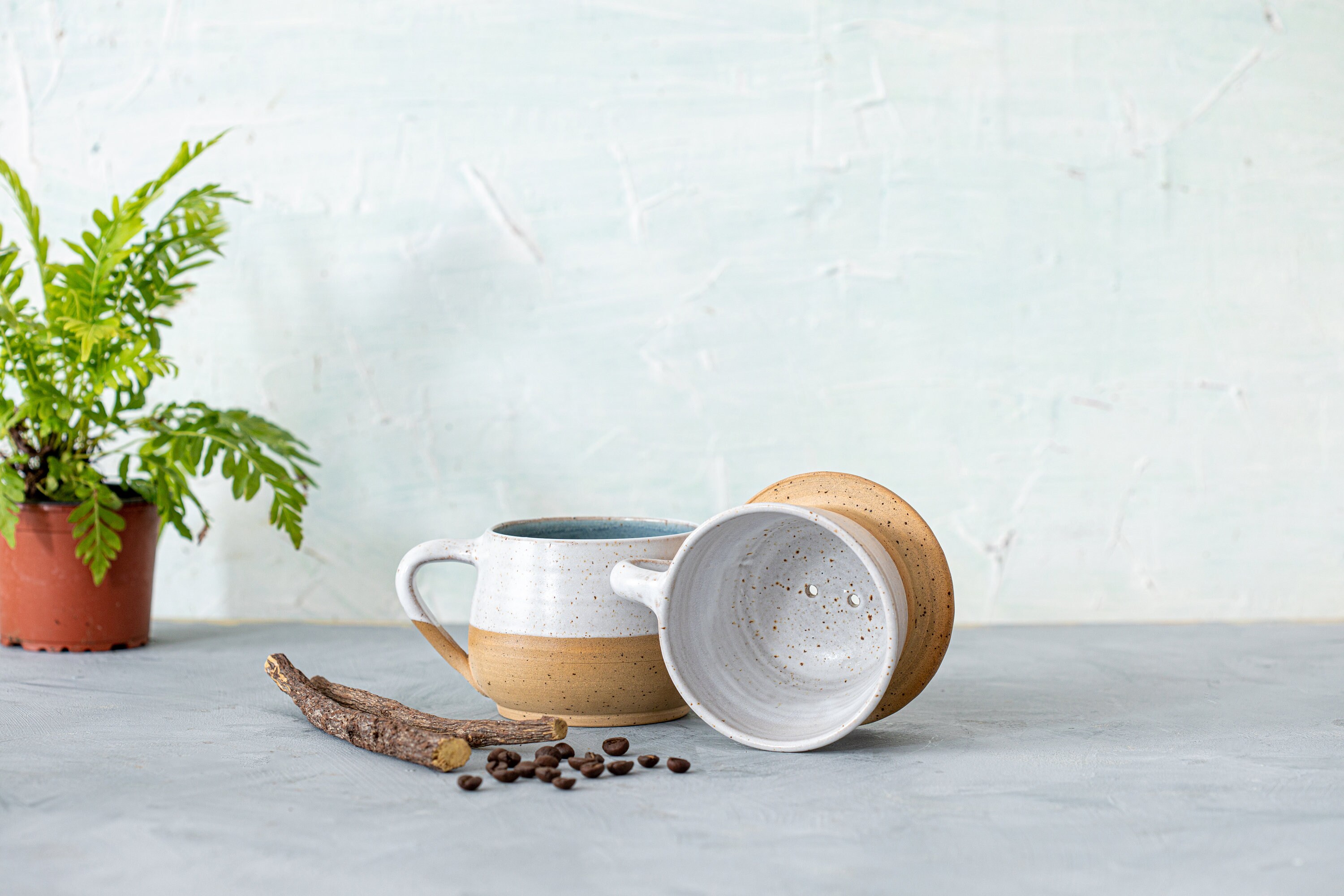 Single Cup Drip Coffee Maker 3 Piece Set Ceramic Drip Etsy