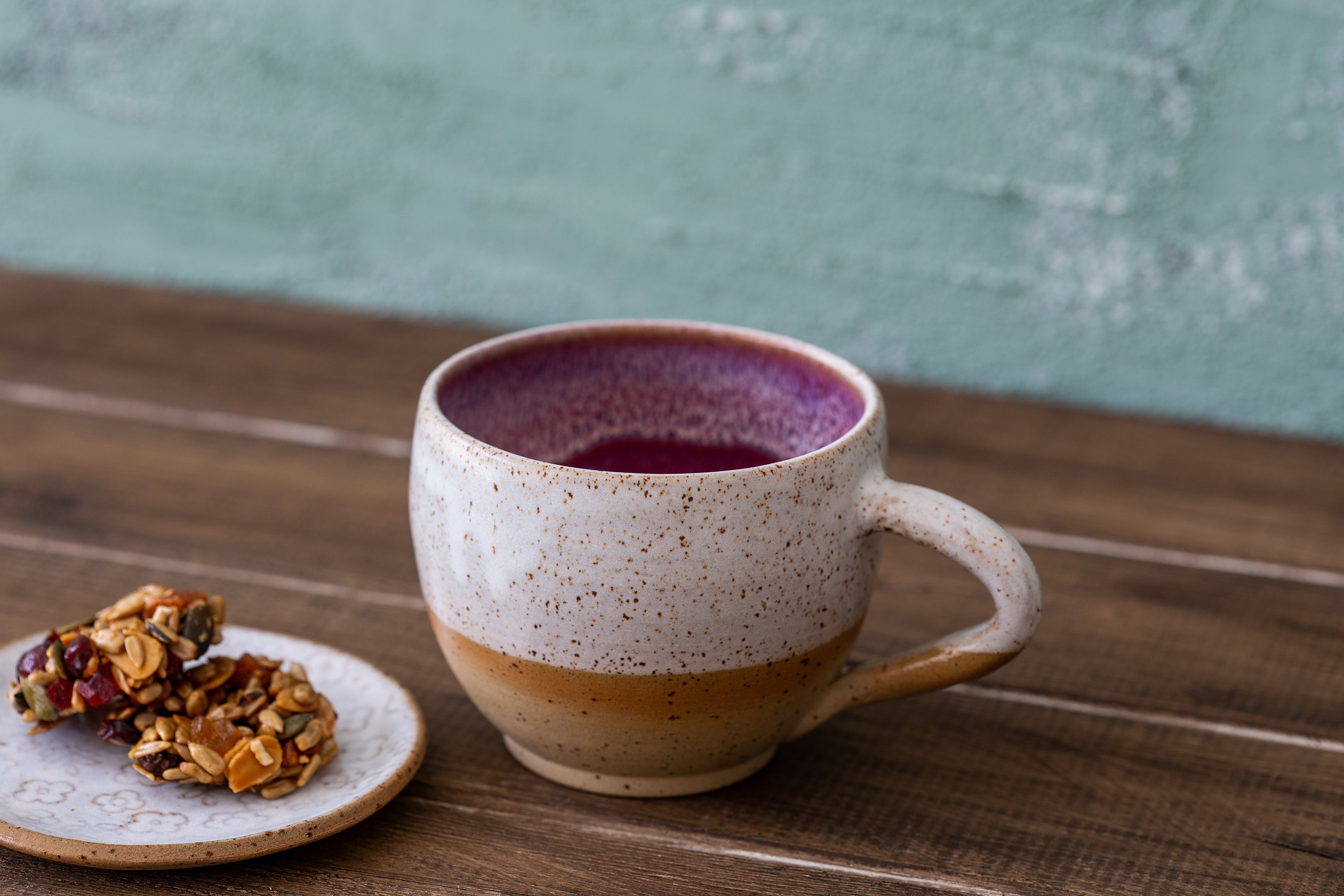 2 Tasses en Céramique Grès 10 Oz, Tasse Moyenne Colorée, à Thé en Rouge Deux, Cadeau Pour Les Amateu