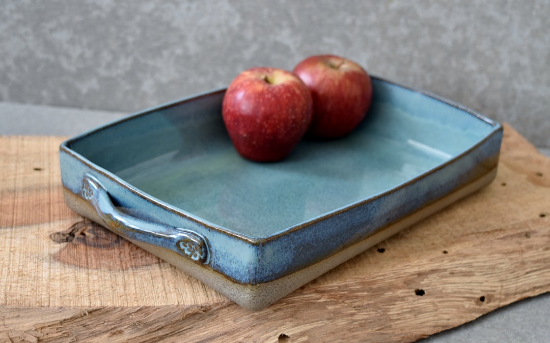 Large Baking and Serving Dish, Lasagna Cake Pie Dish, Large Rectangle Ceramic Pottery Baking