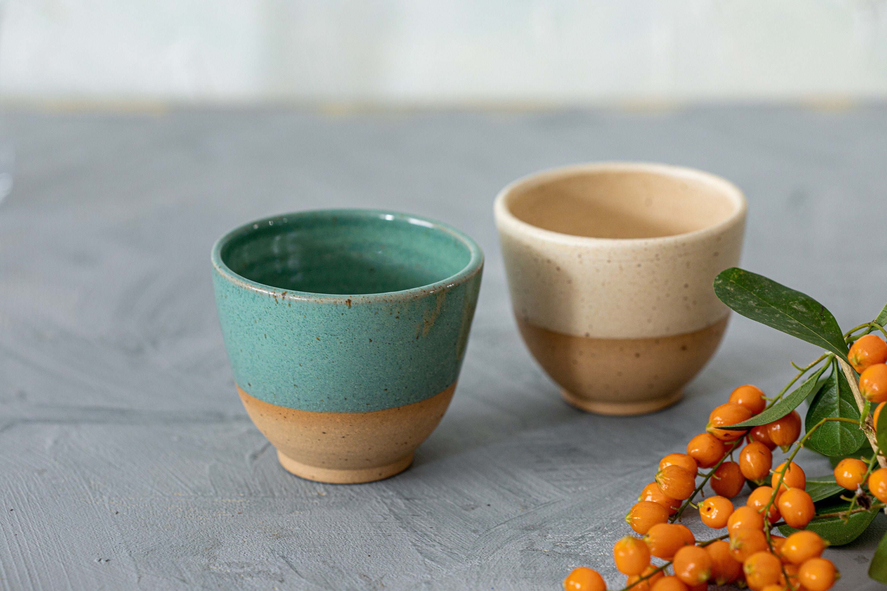 SET OF 4 Ceramic Espresso Cups With Saucer Handmade Pottery Organic  Tableware Unique Macchiato Cup With Saucer 