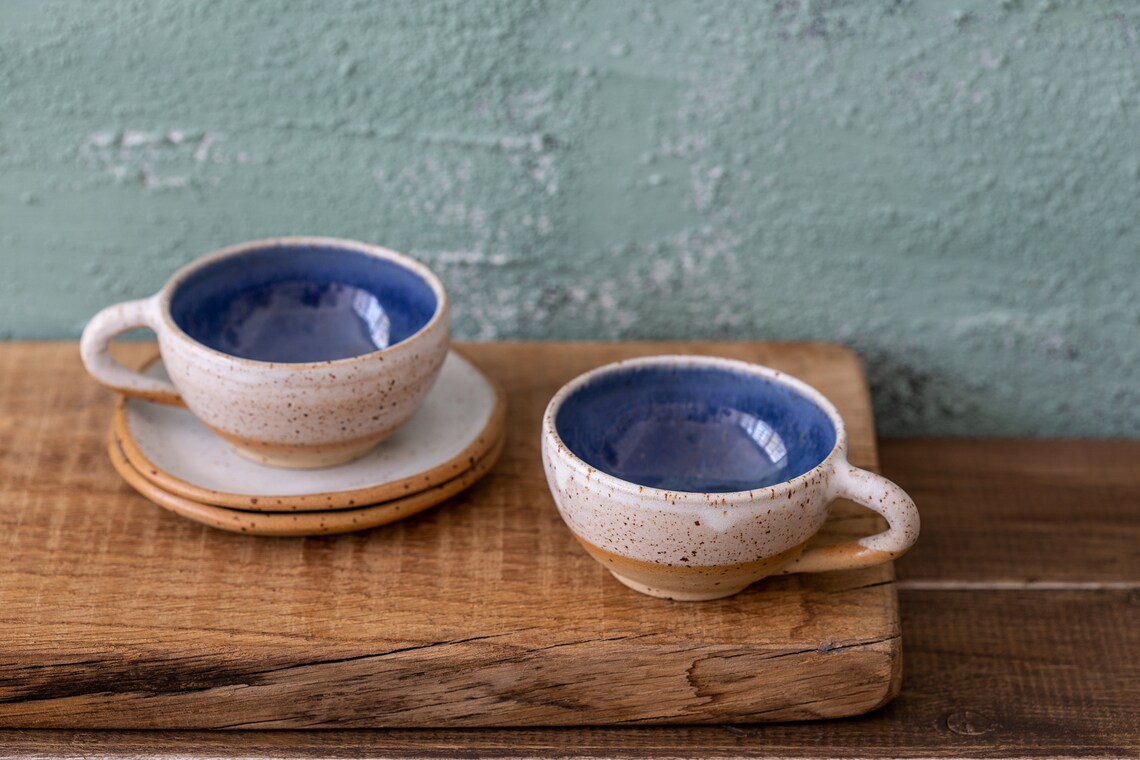 Red Espresso Cups Set With Saucer Two Red Espresso Cups and Etsy