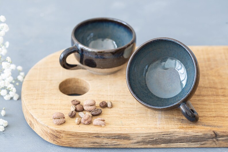 4 Black Ceramic espresso cups Set Cool stoneware espresso Etsy