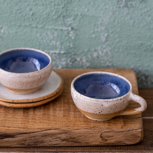 Pottery Espresso Cups Set 2 Colorful Ceramic Cups Set Two Etsy