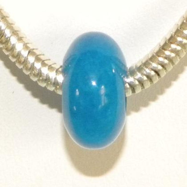 European Style 1 Blue Chalcedony Charm Bead fits all DIY European Bracelets 12mm