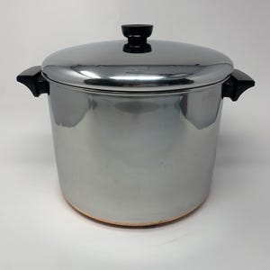 Vtg 1801 Revere Ware Copper Bottom Stock Pot 10 Qt Quart w/ Lid '81 Clinton Ill