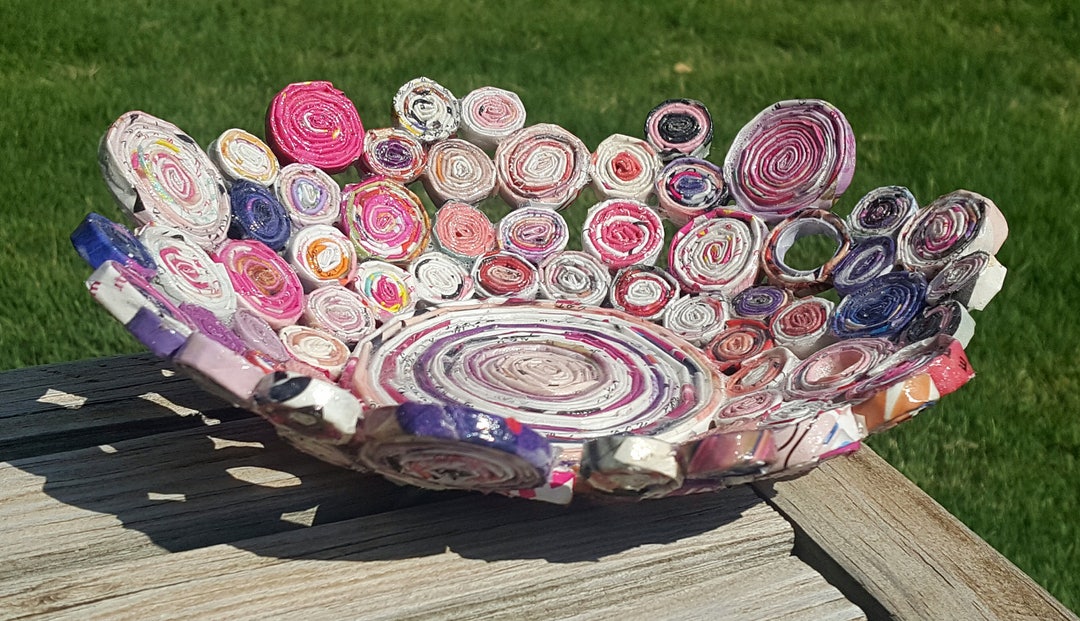 Pink Recycled Magazine Paper Basket Etsy