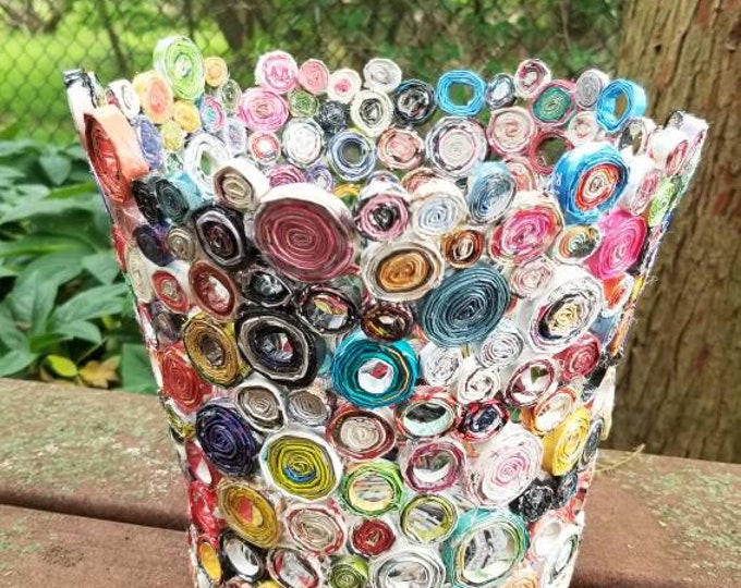 Recycled Magazine Paper Basket Etsy