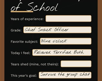 First Day of School Sign Duo, Parent and Kid Matching Printable (Instant PDF Download)