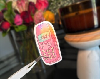 Iconic & Unbreakable Retro Phone Vinyl Sticker - Holographic