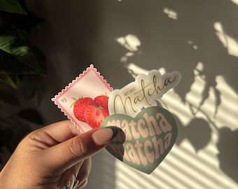 Matcha & Strawberry Vinyl Sticker Bundle - Glossy