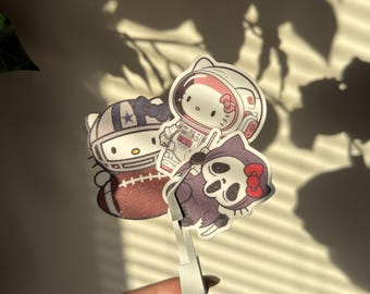 Glitter Kitty Stickers – Spooky, Space, Football Character Decals