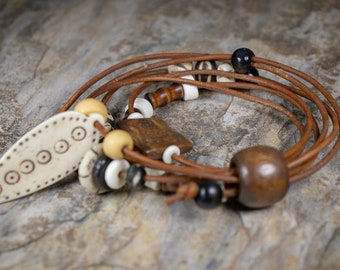 Bone Bead Wrap Bracelet