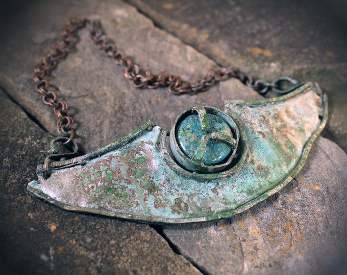 Aged Copper and Green Jasper Necklace