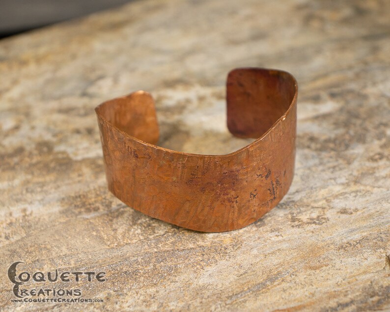 Hammered Rustic Wave Copper Cuff Bracelet
