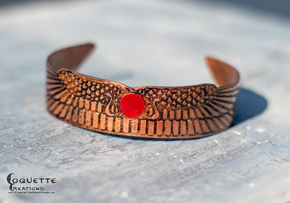 Hand hammered copper Thunderbird cuff bracelet finished with a beautiful ancient patina