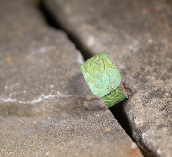 Etched Aged  Celtic Knot Copper Adjustable Ring