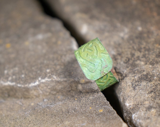 Etched Aged  Celtic Knot Copper Adjustable Ring