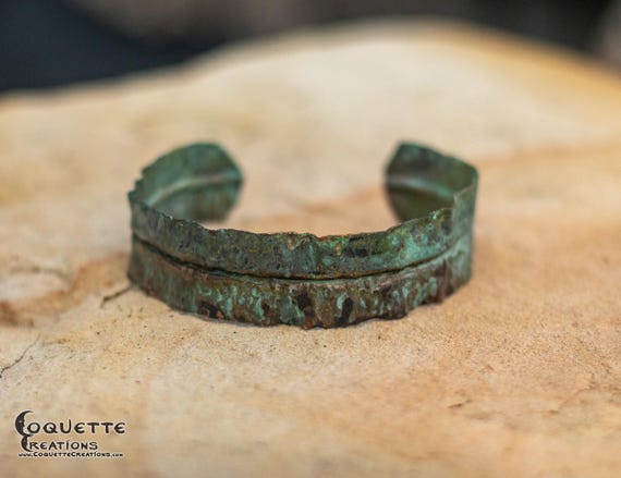 Hand hammered, torch fired and fold formed Copper Cuff Bracelet