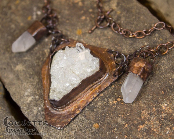 Quartz Crystal Chain Copper  Necklace