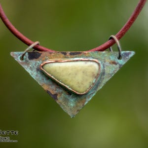 Solid Copper Pendant with Serpentine Stone